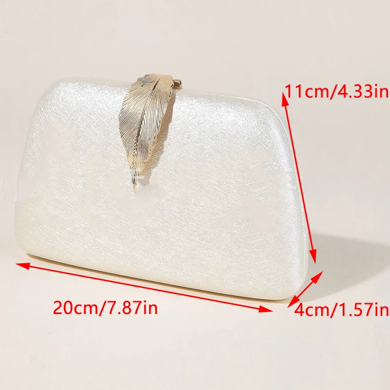 Evening Clutch for Women Fashion Formal HandBag Bridesmaid Wedding Luxury Designer Shoulder Chain Bag Cocktail Party Purse Leaf