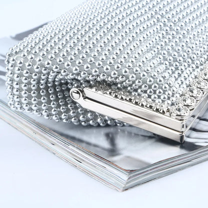 Evening Gold Clutch Bag Glitter Bead Funky Designer Elegant Woman Party Bags Fashion Bridal Purse Silver Handbags Female Night