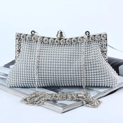 Evening Gold Clutch Bag Glitter Bead Funky Designer Elegant Woman Party Bags Fashion Bridal Purse Silver Handbags Female Night