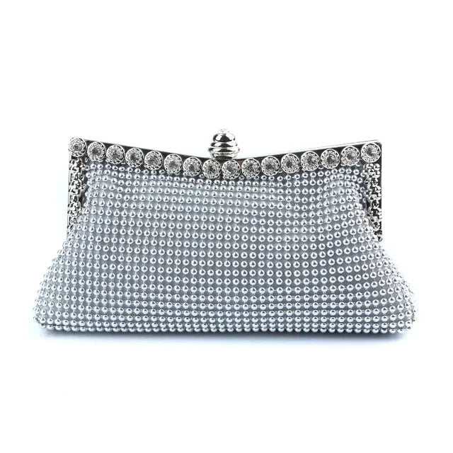 Evening Gold Clutch Bag Glitter Bead Funky Designer Elegant Woman Party Bags Fashion Bridal Purse Silver Handbags Female Night