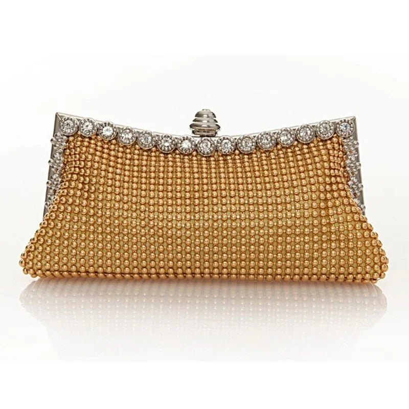 Evening Gold Clutch Bag Glitter Bead Funky Designer Elegant Woman Party Bags Fashion Bridal Purse Silver Handbags Female Night
