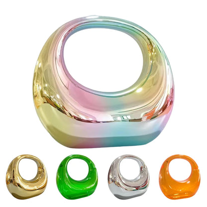 Evening Handbag for Women PVC Wrist Bag Dinner Party Wedding Round Handle Clutch Purse 2024 Luxury Designer Fashion Carry Bags