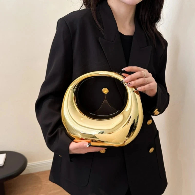 Evening Handbag for Women PVC Wrist Bag Dinner Party Wedding Round Handle Clutch Purse 2024 Luxury Designer Fashion Carry Bags