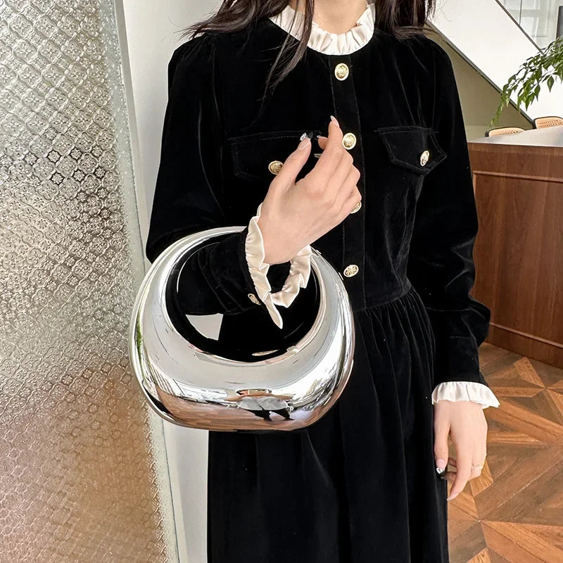 Evening Handbag for Women PVC Wrist Bag Dinner Party Wedding Round Handle Clutch Purse 2024 Luxury Designer Fashion Carry Bags