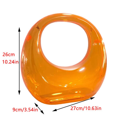 Evening Handbag for Women PVC Wrist Bag Dinner Party Wedding Round Handle Clutch Purse 2024 Luxury Designer Fashion Carry Bags