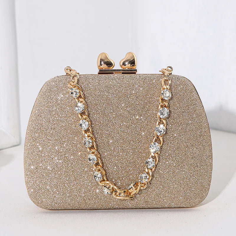 Evening Party Bag with Rhinestones Small Purse Prom Wedding Design Luxury Lady Hand Bags Chain High Quality Formal Clutch Bridal