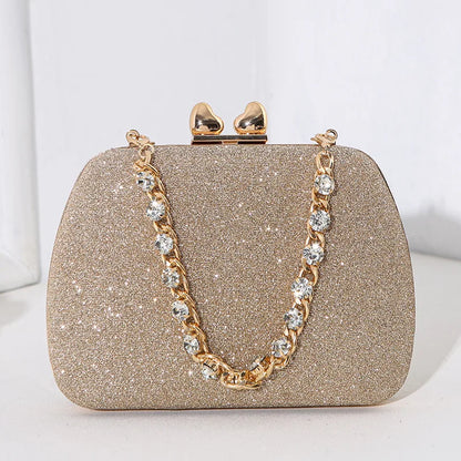 Evening Party Bag with Rhinestones Small Purse Prom Wedding Design Luxury Lady Hand Bags Chain High Quality Formal Clutch Bridal