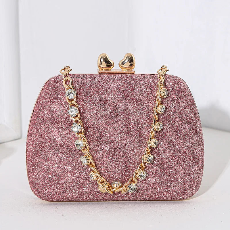 Evening Party Bag with Rhinestones Small Purse Prom Wedding Design Luxury Lady Hand Bags Chain High Quality Formal Clutch Bridal