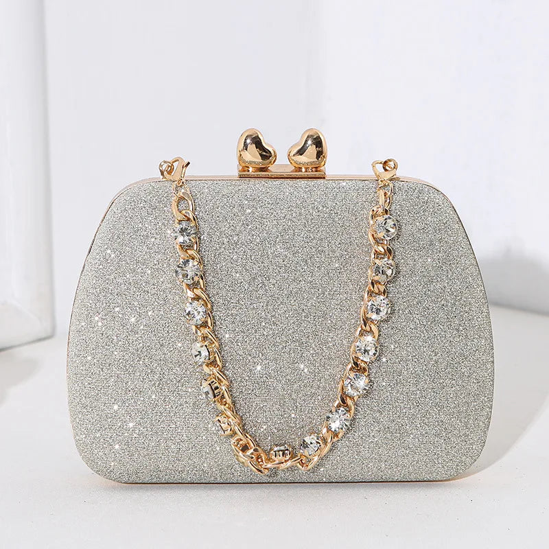 Evening Party Bag with Rhinestones Small Purse Prom Wedding Design Luxury Lady Hand Bags Chain High Quality Formal Clutch Bridal