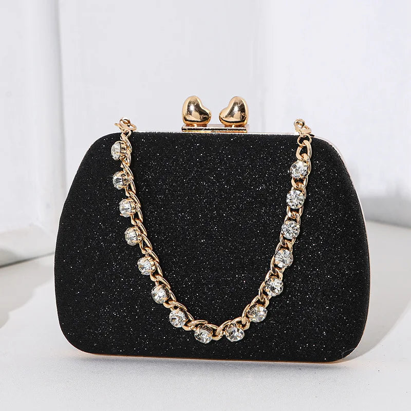 Evening Party Bag with Rhinestones Small Purse Prom Wedding Design Luxury Lady Hand Bags Chain High Quality Formal Clutch Bridal