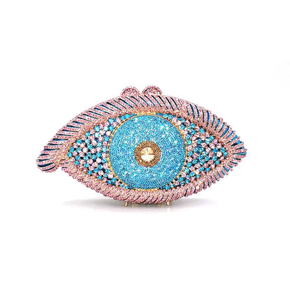 Evil Eye Women Black Pink Gold Silver Diamond Evening Clutch Purse Wedding Bridal Cocktail Crystal Handbag For Prom Party Dinner