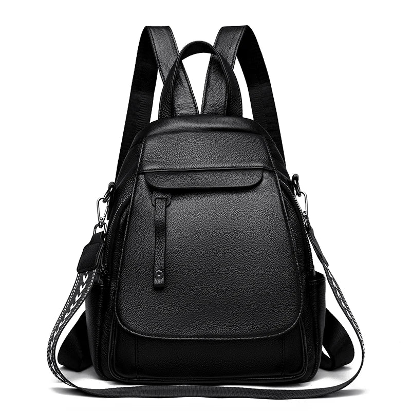 Excellent 100% Genuine Leather Women Backpack Top Layer Cowhide School Book Shopping Bag Knapsack High Quality Cowhide Bags