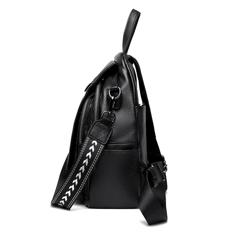 Excellent 100% Genuine Leather Women Backpack Top Layer Cowhide School Book Shopping Bag Knapsack High Quality Cowhide Bags