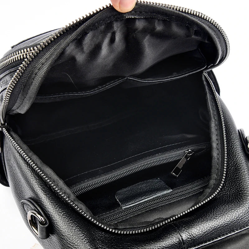 Excellent 100% Genuine Leather Women Backpack Top Layer Cowhide School Book Shopping Bag Knapsack High Quality Cowhide Bags