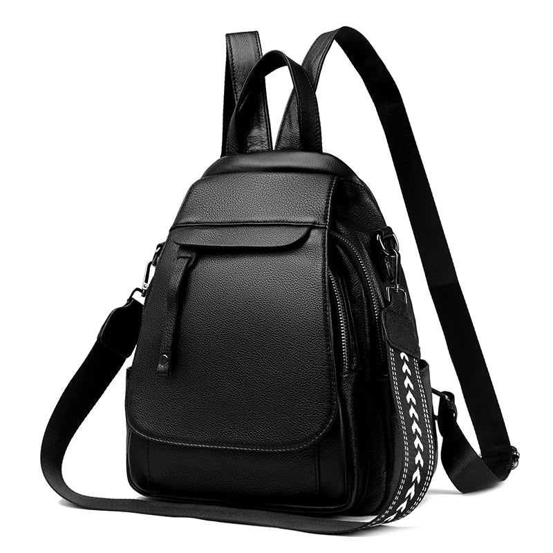 Excellent 100% Genuine Leather Women Backpack Top Layer Cowhide School Book Shopping Bag Knapsack High Quality Cowhide Bags