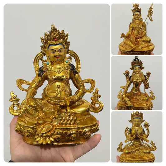 Exclusive Buddha STATUE # GOOD gilding Jambhala fortune God Guru Rinpoche Goddess Tara guanyin Buddha COPPER statue HOME Temple