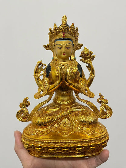Exclusive Buddha STATUE # GOOD gilding Jambhala fortune God Guru Rinpoche Goddess Tara guanyin Buddha COPPER statue HOME Temple