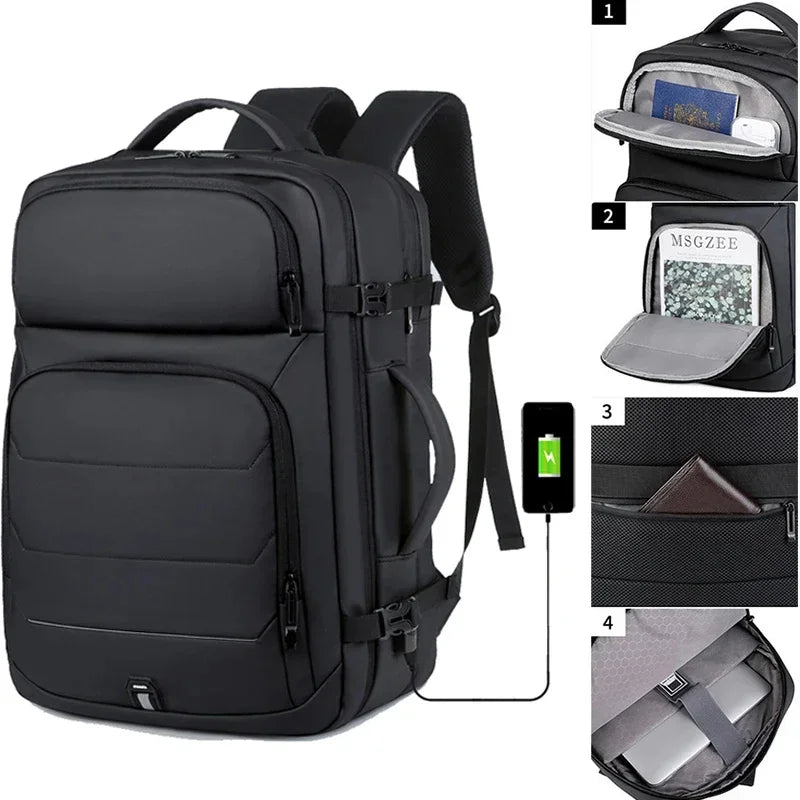 Expandable Men‘s 17 Inch Laptop Backpacks Waterproof Notebook USB Schoolbag Sports Travel School Bag Pack Backpack For Male