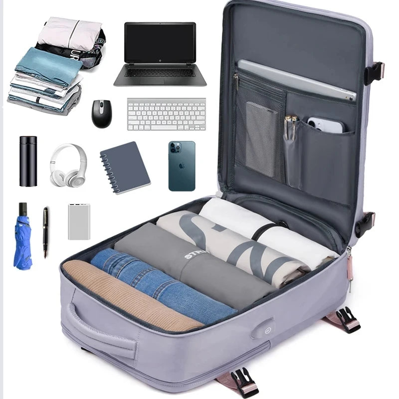Expandable Travel Backpack Carry On Bag Airline Approved Backpacks Waterproof Laptop Bags Shoes Pocket Men Women Multifunction