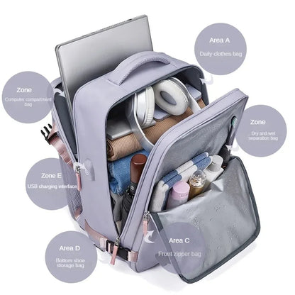 Expandable Travel Backpack Carry On Bag Airline Approved Backpacks Waterproof Laptop Bags Shoes Pocket Men Women Multifunction