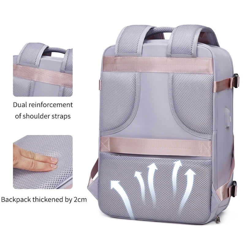Expandable Travel Backpack Carry On Bag Airline Approved Backpacks Waterproof Laptop Bags Shoes Pocket Men Women Multifunction
