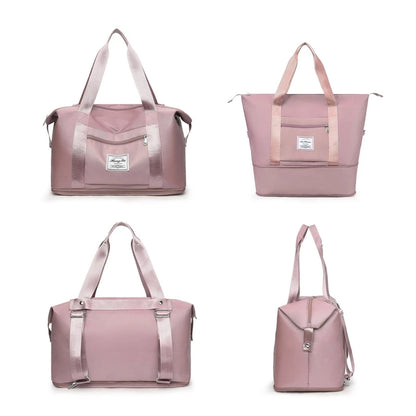 Expandable Travel Tote Bag Packable Sports Bag Gym Backpack for Women Men Travel