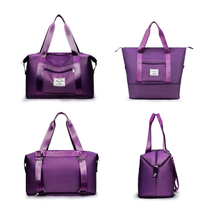 Expandable Travel Tote Bag Packable Sports Bag Gym Backpack for Women Men Travel