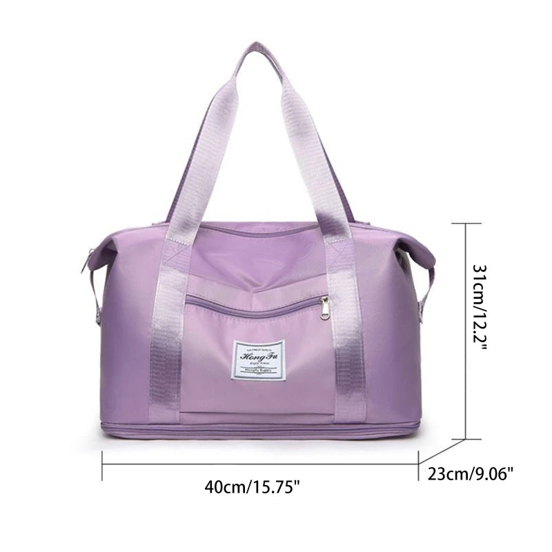 Expandable Travel Tote Bag Packable Sports Bag Gym Backpack for Women Men Travel