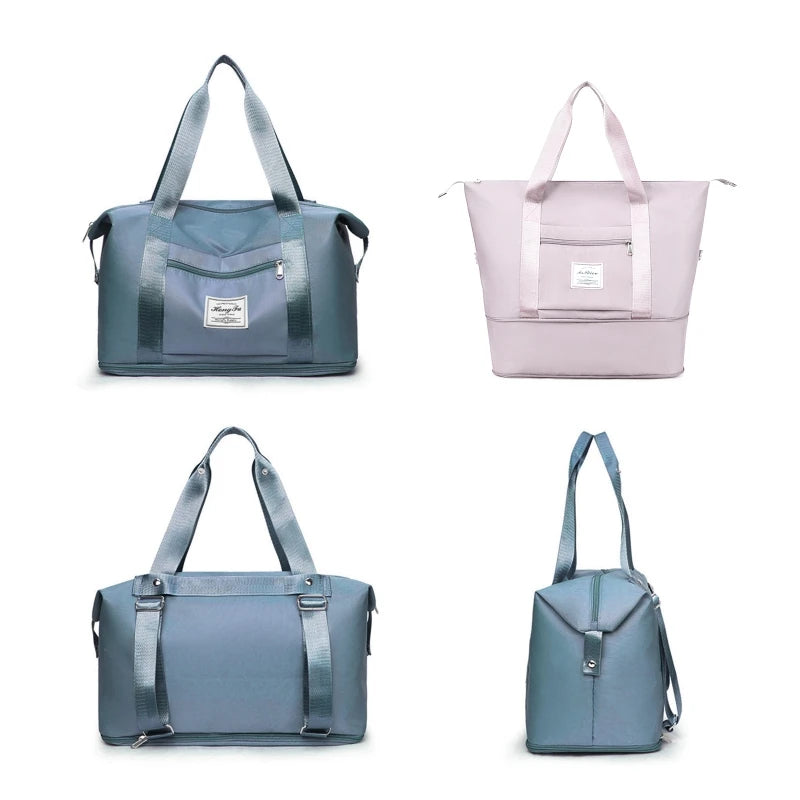 Expandable Travel Tote Bag Packable Sports Bag Gym Backpack for Women Men Travel