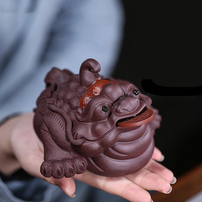 Exquisita mascota de té de arcilla púrpura, sapo dorado de la suerte, juego de Ceremonia de de mesa de té, de animales, regalos