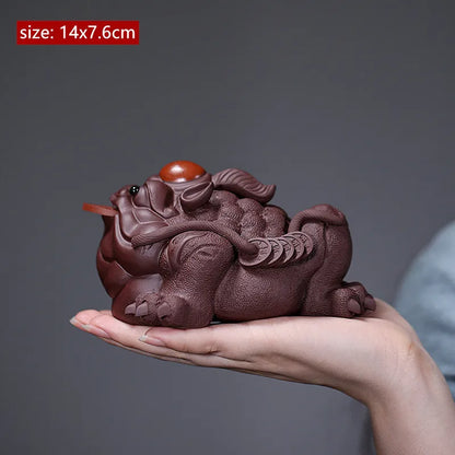 Exquisita mascota de té de arcilla púrpura, sapo dorado de la suerte, juego de Ceremonia de de mesa de té, de animales, regalos