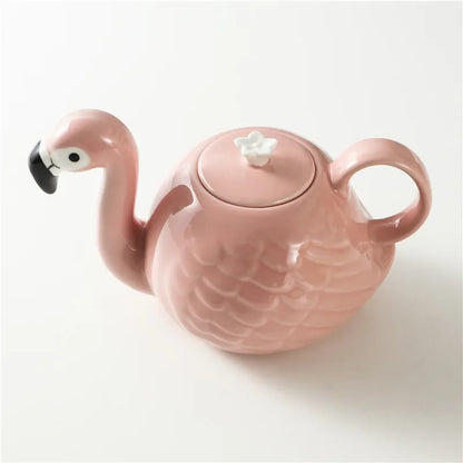 Exquisite 3D Flamingos Coffeware Sets Kung Fu Tea Set Chinese Tea Cup Ceramic Cups and Mugs Teapot Gaiwan Shu Puer Kettles Pot