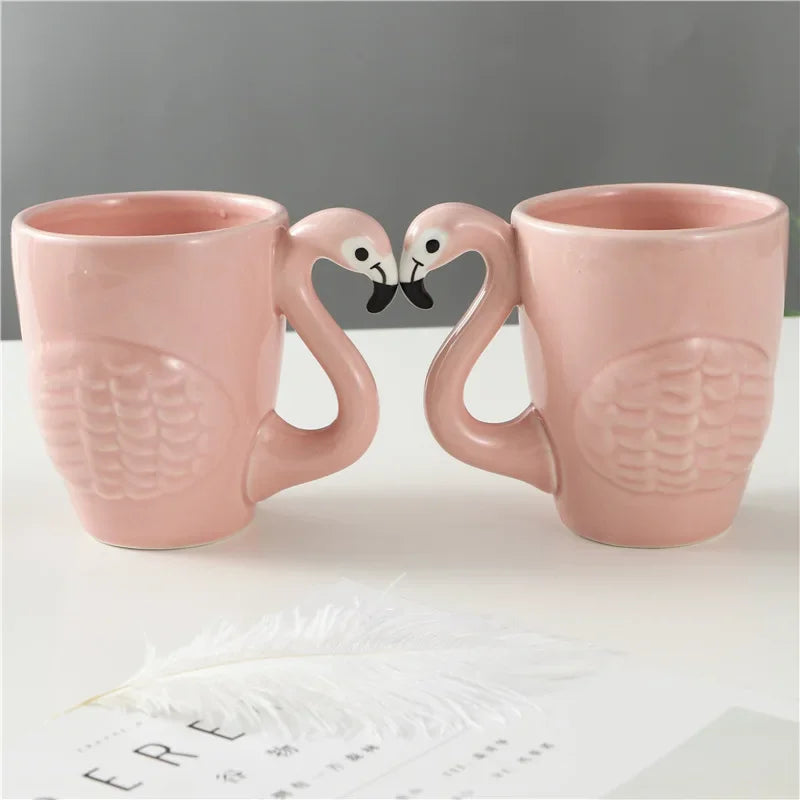 Exquisite 3D Flamingos Coffeware Sets Kung Fu Tea Set Chinese Tea Cup Ceramic Cups and Mugs Teapot Gaiwan Shu Puer Kettles Pot