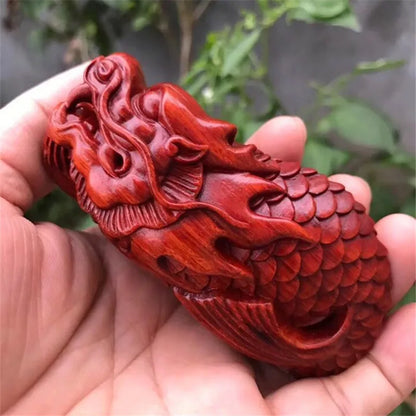 Exquisite Blood Wood Artistry Fish Transforming to Dragon Carp - Men's Crafted Collectible Animal, Woodwork Carving Decor