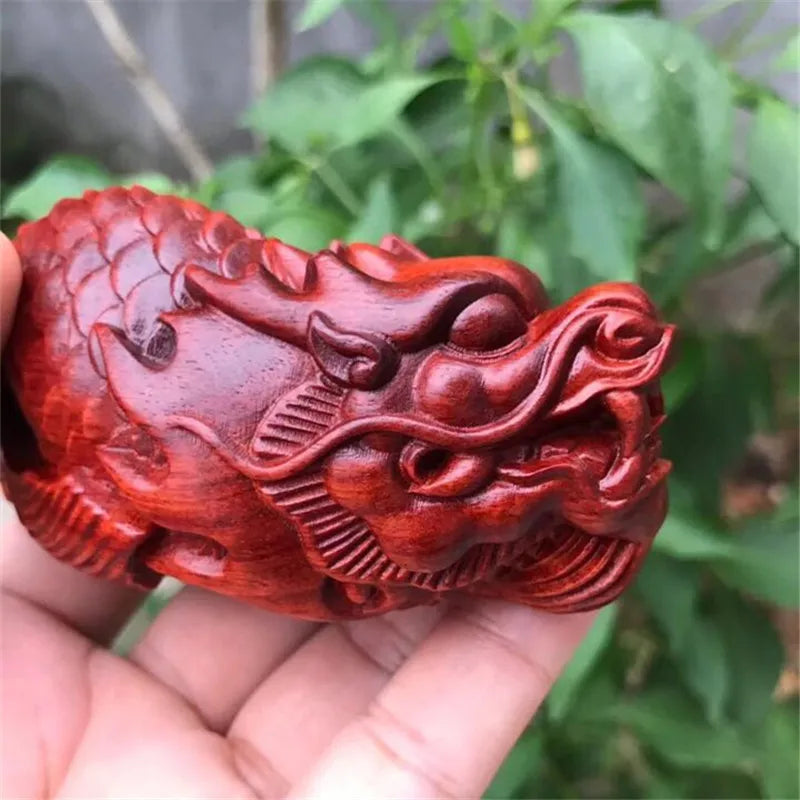 Exquisite Blood Wood Artistry Fish Transforming to Dragon Carp - Men's Crafted Collectible Animal, Woodwork Carving Decor
