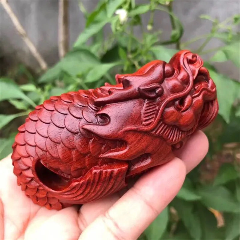 Exquisite Blood Wood Artistry Fish Transforming to Dragon Carp - Men's Crafted Collectible Animal, Woodwork Carving Decor