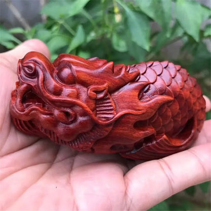 Exquisite Blood Wood Artistry Fish Transforming to Dragon Carp - Men's Crafted Collectible Animal, Woodwork Carving Decor