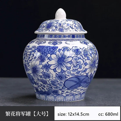 Exquisite Blue and White Porcelain Tea Jar Retro Ceramic Tea Storage Moisture-proof Tin Chinese Tea Accessories Coffee Container