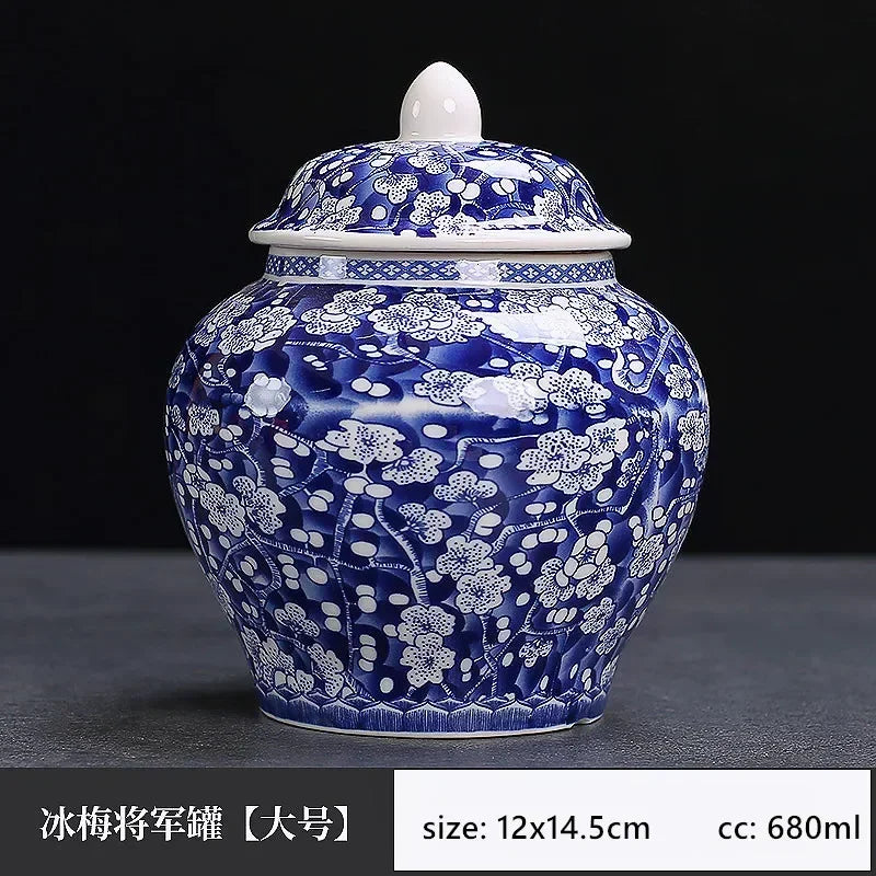 Exquisite Blue and White Porcelain Tea Jar Retro Ceramic Tea Storage Moisture-proof Tin Chinese Tea Accessories Coffee Container