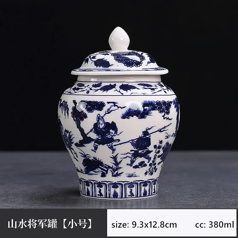 Exquisite Blue and White Porcelain Tea Jar Retro Ceramic Tea Storage Moisture-proof Tin Chinese Tea Accessories Coffee Container