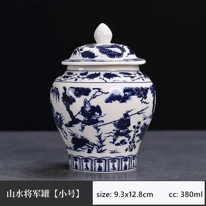 Exquisite Blue and White Porcelain Tea Jar Retro Ceramic Tea Storage Moisture-proof Tin Chinese Tea Accessories Coffee Container