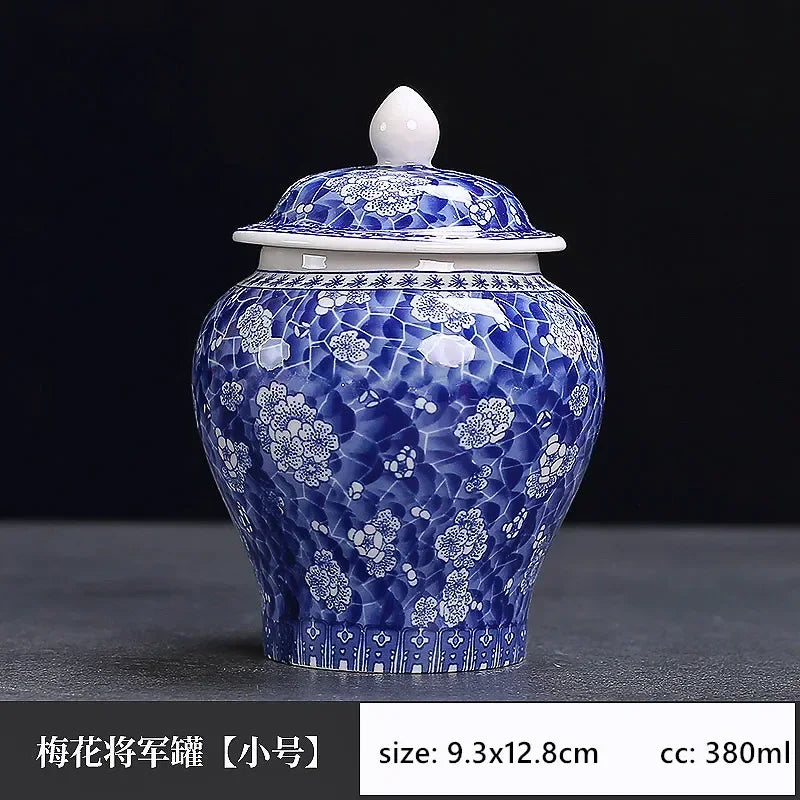 Exquisite Blue and White Porcelain Tea Jar Retro Ceramic Tea Storage Moisture-proof Tin Chinese Tea Accessories Coffee Container