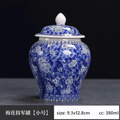 Exquisite Blue and White Porcelain Tea Jar Retro Ceramic Tea Storage Moisture-proof Tin Chinese Tea Accessories Coffee Container