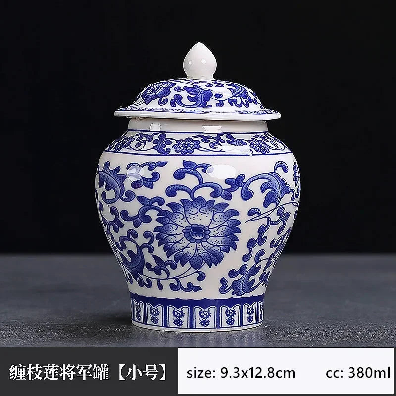 Exquisite Blue and White Porcelain Tea Jar Retro Ceramic Tea Storage Moisture-proof Tin Chinese Tea Accessories Coffee Container