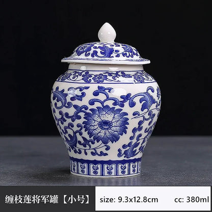 Exquisite Blue and White Porcelain Tea Jar Retro Ceramic Tea Storage Moisture-proof Tin Chinese Tea Accessories Coffee Container