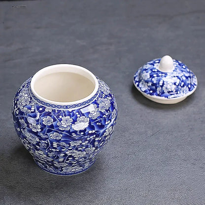 Exquisite Blue and White Porcelain Tea Jar Retro Ceramic Tea Storage Moisture-proof Tin Chinese Tea Accessories Coffee Container