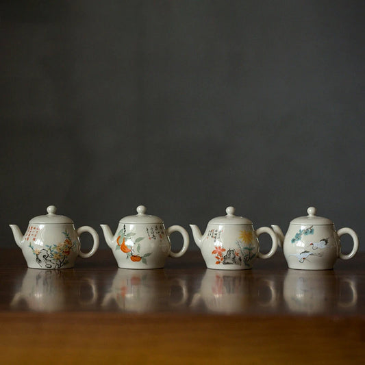 Exquisite Ceramic Pu'er Teapot Handmade Ball Hole Filter Kettle Teaware Chinese Porcelain Tea Pots Vintage Tea Sets 150ml