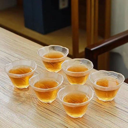 Exquisite Glass Flower Tea Cup Set 6pcs/set Coffee Cups Wholesale Beautiful Tea Mugs Japanese Mug Teacups Porcelain Chinese Bowl