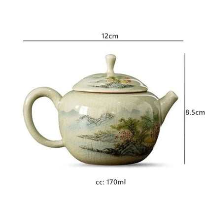 Exquisite Ice Crack Glaze Ceramic Teacup Handmade Beauty Gaiwan Vintage Chinese Tea Tureen High Grade Porcelain Tea Cups
