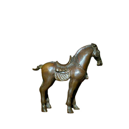 Exquisite Old Brass Handmade Carved Horse Small Statues